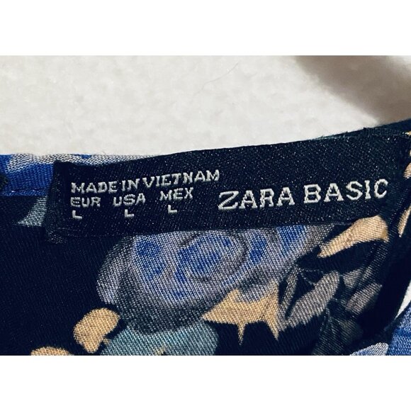 Zara Dress Womens Large Floral Halter Belted Mini Flowy Feminine Flirty Boho - Picture 5 of 5